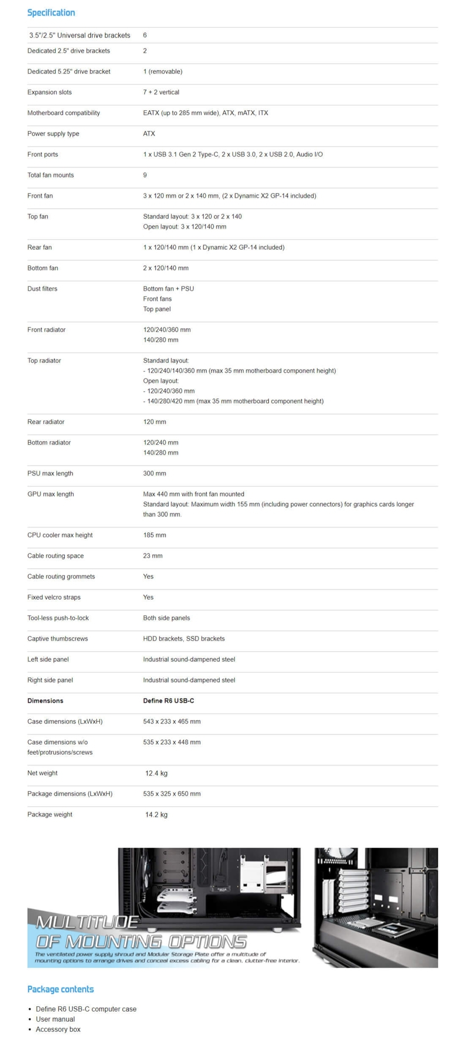 Fractal Design Define R6 Usb C Mid Tower E Atx Case Black Fd Ca Def R6c Bk Mid Tower Case Computer Case Components Pc Meal