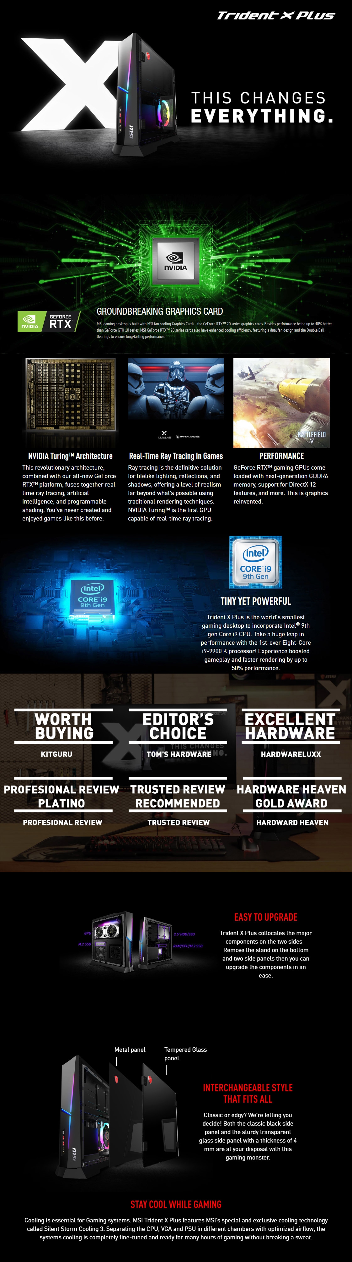 MSI TRIDENT X Plus Desktop PC i99900KF 32GB 2TB+1TB RTX2080SUPER W10