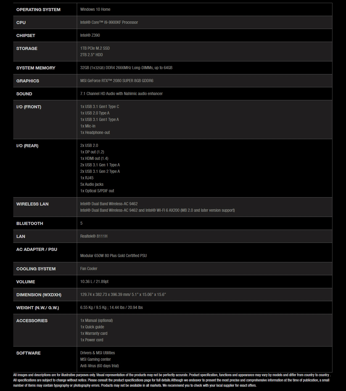 MSI TRIDENT X Plus Desktop PC i99900KF 32GB 2TB+1TB RTX2080SUPER W10