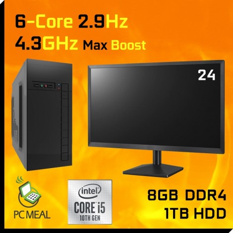 Intel Core i5 10400 10th Gem 2.9GHz DESKTOP COMPUTER 1TB 8GB 24" LED Win 10 HDMI GAMING PC