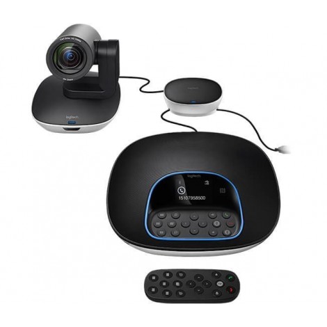 Logitech 960-001054 Group- Conference Cam Group HD Video Conferencing Webcam for Med-Large Meeting Rooms 1080p Pan Tilt Zoom Camera & Speakerphone BT NFC