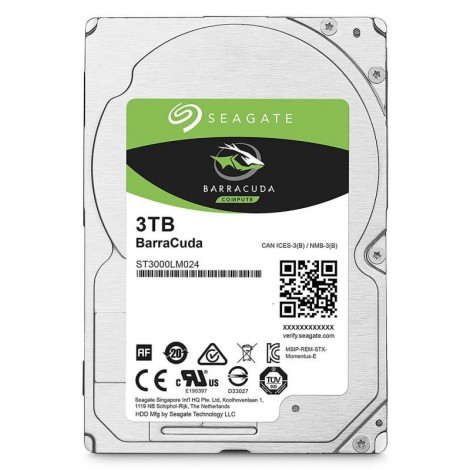 Seagate 3TB BarraCuda 2.5" 15mm SATA 3 5400RPM Laptop Hard Disk Drive(HDD) ST3000LM024 