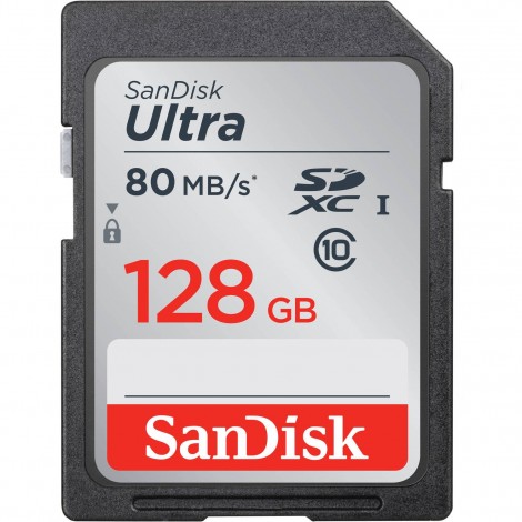 SanDisk 128GB Ultra SD Card SDXC UHS-I 80MB/s Video Camera DSLR Memory Card SDSDUNC-128G