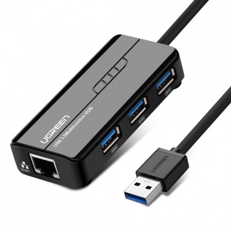 UGREEN 20265 USB3.0 Hub 3 Ports with 10/100/1000Mbps Gigabit Ethernet