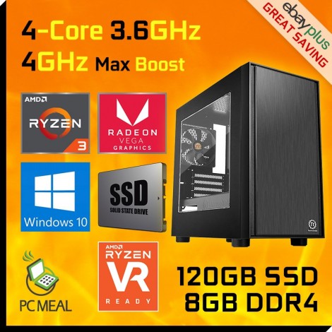 AMD Ryzen 3 3200G 4.0GHz 120GB SSD 8GB Radeon Vega 8 Gaming Computer Desktop PC