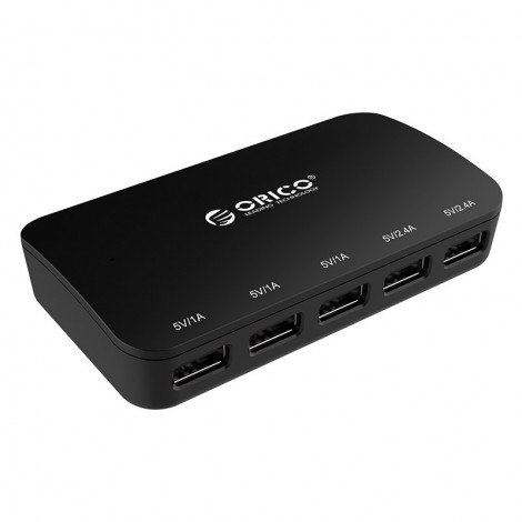 Orico Black 5 Port Powered USB Charging Station With Dual Intelligent Ports (PL) ORC-DCP-5U-BK