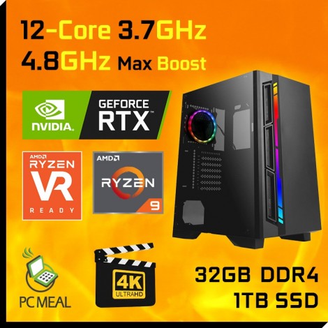 AMD Ryzen 9 5900X 12-Core RTX 3090 24GB 1TB SSD 32GB Gaming Computer Desktop PC