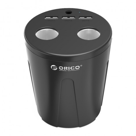Orico Black MP-3U2S 2 Port Cigarette Lighter & 3 USB Charge Port Power Cup ORC-MP-3U2S-BK