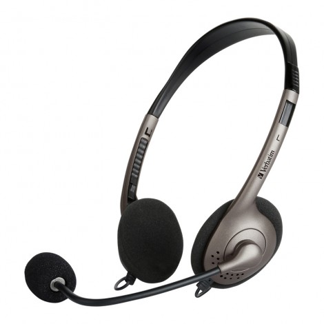 Verbatim Multimedia Headset with Boom Mic, Volume Control, USB - Graphite