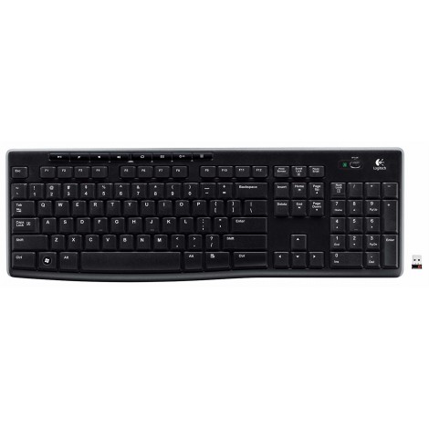 Logitech 920-003057 K270 2.4 GHz Wireless Full Size Keyboard 128-bit AES encryption 24-month battery life Spill resistant Durable UV-coated keys