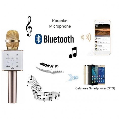 Q7 Wireless Bluetooth Microphone Sing Karaoke with Smartphone / PC and Media Player