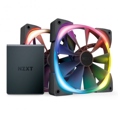 NZXT Aer RGB 2 140mm PWM Fan 2 Pack with HUE 2 Lighting Controller