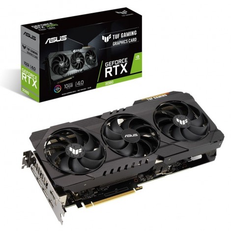 ASUS nVidia Geforce TUF-RTX3080-10G-GAMING RTX 3080 10G Ampere SM 2nd Gen RT Cores 3rd Gen Tensor Cores Military Grade Capacitors