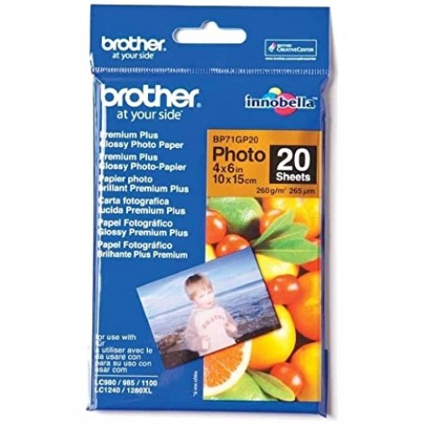 4 x Brother BP71GP20 Genuine Glossy Paper 260gsm 4 x 6 inches - 20 sheets