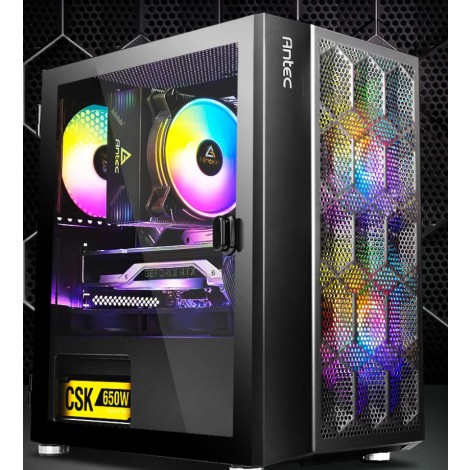Antec NX200M-RGB NX200M RGB m-ATX, ITX Case, 3x RGB Fan. Large Mesh Front for excellent cooling, Side Window, Radiator 240mm. GPU 275mm