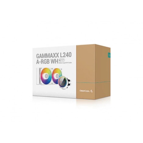Deepcool Gammaxx L240 A-RGB White (1700 bracket Included) 2 x ARGB PWM Fans, Anti-Leak, Intel LGA2066/2011-v3/2011/1700/1200/1151/1150/1155 AMD AM4