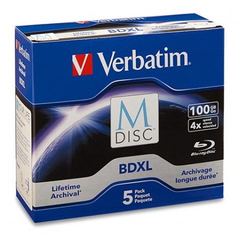 Verbatim M DISC BDXL 100GB 4X with Branded Surface � 5pk Jewel Case Box