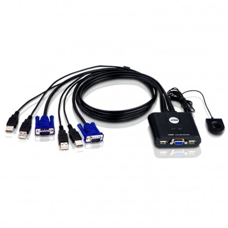 Aten Petite 2 Port USB VGA KVM Switch with Remote Port Selector CS-22U