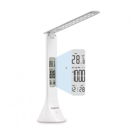 Simplecom EL610 LED Mini Desk Lamp Rechargeable with Digital Clock, Temperature Display