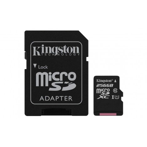 KINGSTON  Canvas Select:MicroSD 256GB , 80MB/s read and 10MB/s write with SD adapter SDCS/256GB