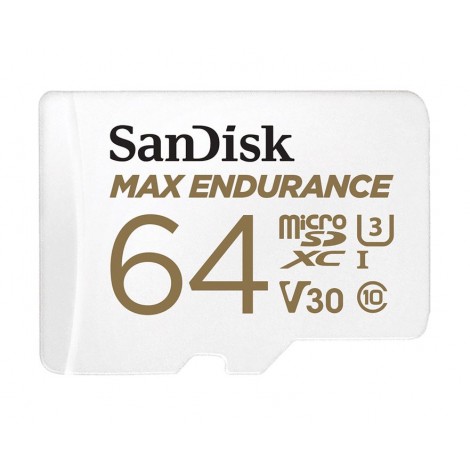 SanDisk 64GB MAX High Endurance microSDHC Card  SQQVR 30,000 Hr Hrs UHS-I C10 U3 V30 100MB/s R, 40MB/s W SD adaptor 5Y