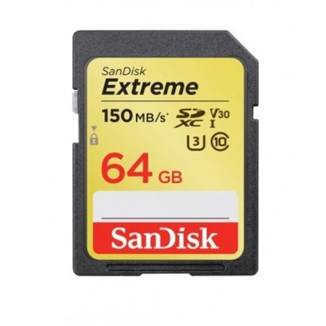 SanDisk 64GB Extreme SD UHS-I Memory Card 150MB/s Full HD & 4K UHD Class 30 Speed Shock Proof Temperature Proof Water Proof X-ray Proof Digital Camera