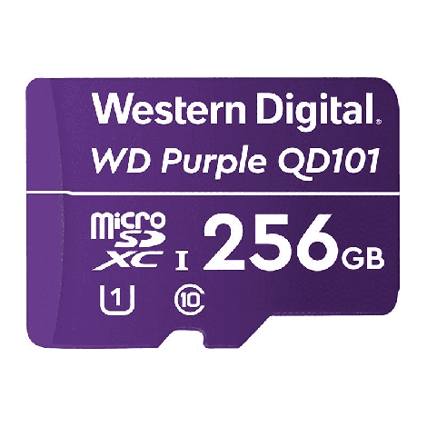 Western Digital WD Purple 256GB MicroSDXC Card 24/7 -25°C to 85°C Weather & Humidity Resistant for Surveillance IP Cameras mDVRs NVR Dash Cams Drones