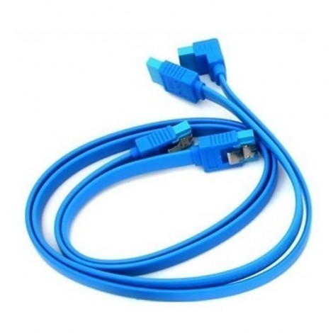2x GIGABYTE SATA 3 III 3.0 Data Cable 6Gbps for HDD SSD with Angle and Lead Clip Blue