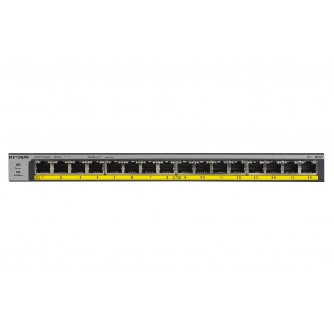 NETGEAR GS116PP 16-Port PoE/PoE+ Gigabit Ethernet Unmanaged Switch GS116PP-100AJS 183W PoE