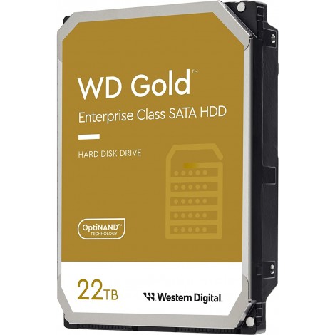 WESTERN DIGITAL WD221KRYZ Gold 22TB 3.5" Enterprise Class SATA 6 Gb/s HDD 7200 RPM Cache Size 512MB 5-Year Limited Warranty