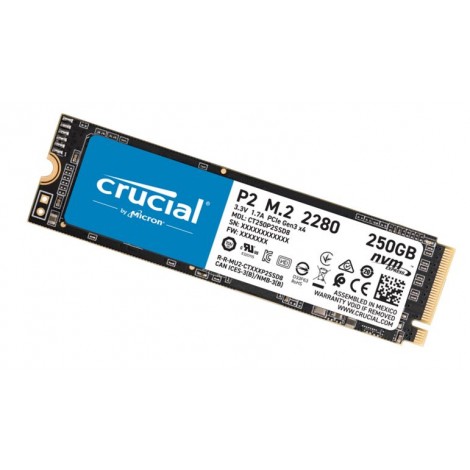 Crucial P2 250GB M.2 (2280) NVMe PCIe SSD - QLC NAND 2100/1150MB/s 150TBW 1.5mil hrs MTBF SMART & TRIM Acronis True Image Cloning Software 5yrs