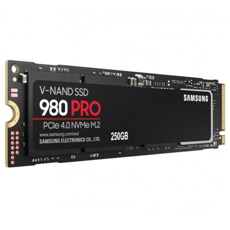 Samsung 980 Pro 250GB NVMe SSD 6400MB/s 2700MB/s R/W 1000K/1000K IOPS 150TBW 1.5M Hrs MTBF M.2 2280 PCIe 4.0 Gen4 3-bit MLC V-NAND 5yrs Wty