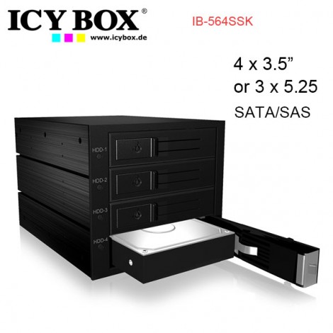 ICY BOX Backplane for 4x 3.5" SATA or SAS HDD in 3x 5.25" bay IB-564SSK