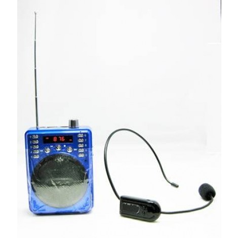 Portable Non-Bluetooth Voice Amplifier Includes Wireless FM Headset & Wired Headset (Blue)
