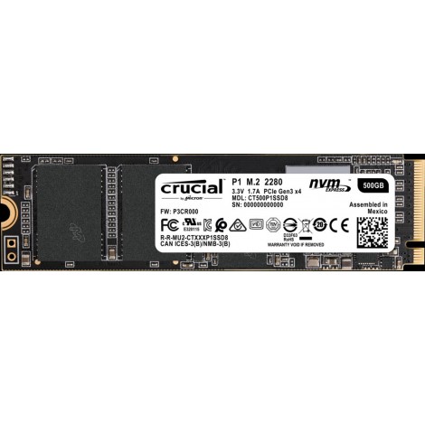 Crucial P1 500GB M.2 NVMe PCIe 3.0 X4 Internal Solid State Drive SSD 1900MB/S CT500P1SSD8