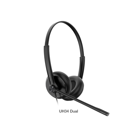 Yealink UH34 Dual Ear Wideband Noise Cancelling Microphone - USB Connection, Leather Ear Cushions, Designed for Microsoft Teams