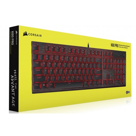 CORSAIR K60 PRO Mechanical Gaming Keyboard, Backlit Red LED, CHERRY VIOLA Keyswitches, Black.