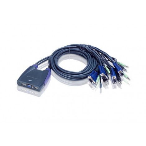 Aten 4 Port USB VGA Cable KVM Switch with audio, 1.8M Cable, Video DynaSync, mouse and keyboard emulation