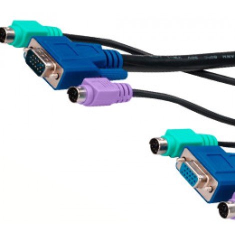 Cabac 1.8m KVM Combo 2X PS2, HD15 Male to Female Cable LS