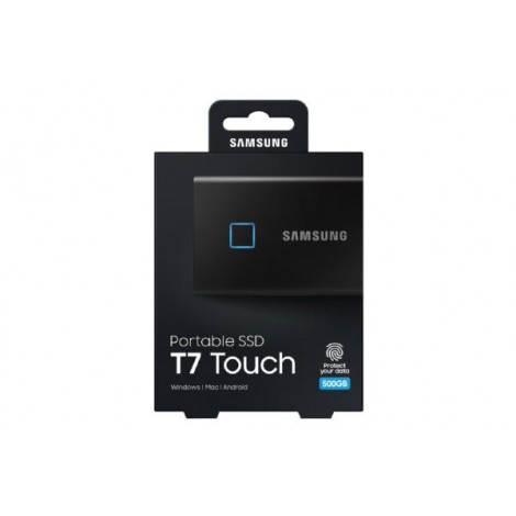 Samsung T7 Touch Portable SSD 500GB USB3.2 Type-C R/W(Max) 1050MB/s Aluminium Case Fingerprint Password Security Black 3 Years Warranty