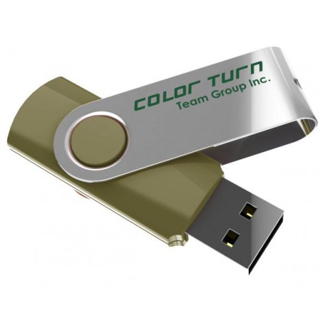 Team Group USB Drive 16GB, Colour Turn, USB2.0, Green & Silver, Rotating, Capless, 15MB/s Read*, 11g, Lifetime Warranty