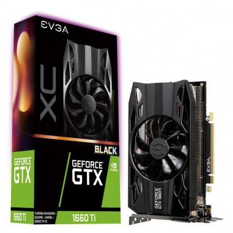 EVGA Geforce GTX1660Ti Black XC Gaming Graphics Card 6GB GDDR6 PCIE Full Height HDB Fan DP HDMI DVI-D Max 3 Outputs