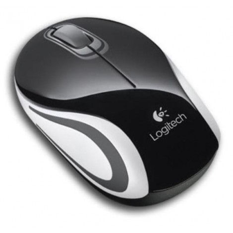 Logitech Wireless Mini Mouse M187, 3 Button, USB Receiver, Scroll Wheel, Colour: Black, 1 AAA battery (pre-installed)