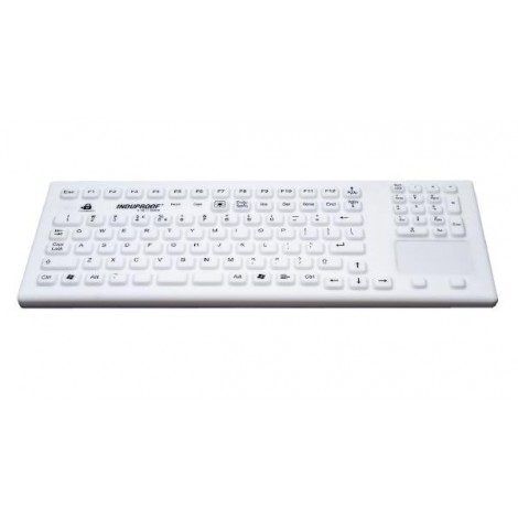 GETT InduKeys - Magnetic Sanitizable Silicone USB Keyboard with Touchpad (IP68 Rated) - White