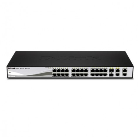D-Link 28-Port 10/100Mbps Web Smart PoE Switch with 4 Gigabit Ports (2 UTP and 2 Combo UTP/SFP)