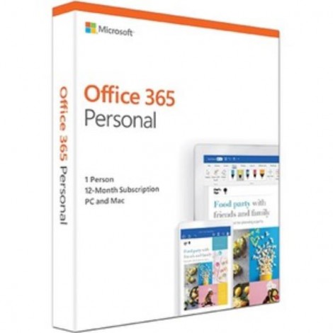 Microsoft Office 365 Personal, License Software, 1 Year Subscription, 1 Device, 32bit/64bit, Medialess, PC or MAC