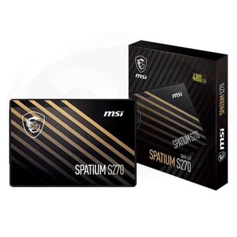 MSI SPATIUM S270 SATA 2.5 480GB SPATIUM S270 SATA 2.5' 480GB, PHISON S11, 3D NAND, SATA III 6Gbps, Sequential Read up to 500MB/s, Sequential Write up to 450MB/s, 250 TBW, 5Y WTY - Image 1