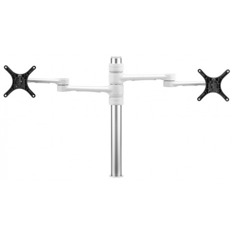 Atdec Articulated Dual Monitor Arm, Fits Up to 2x 27' Monitors Landscape, 8kg Max Load Each, Bolt Through & F-Clamp Fixing, White, 10 Year Warranty