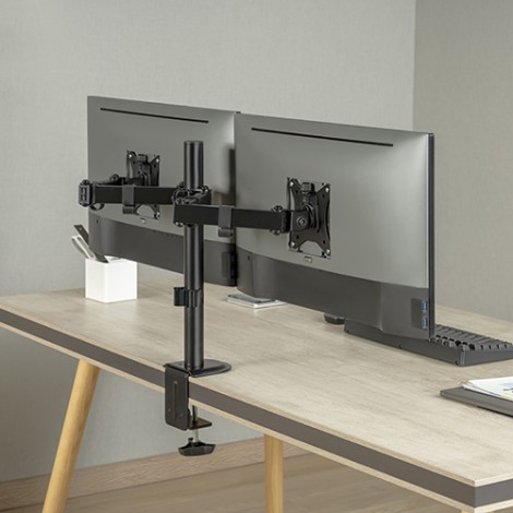 BRATECK LDT66-C024 Dual-Monitor Steel Articulating Monitor Mount Fit Most 17"-32" Monitor Up to 20KG VESA 75x75,100x100(Black)