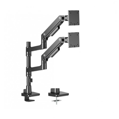 BRATECK LDT81-C024P-B Noteworthy Pole-Mounted Heavy-Duty Gas Spring Dual Monitor Arm Fit Most 17"-49" Monitor Fine Texture Black